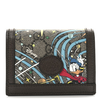 GUCCI X DISNEY GG Supreme Monogram Donald Duck Interlocking G Card Holder Wallet Beige Multicolor