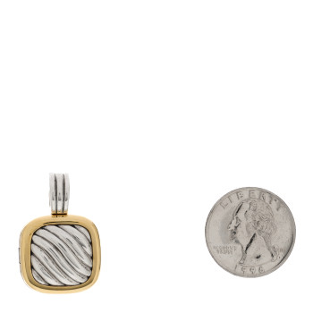 DAVID YURMAN Sterling Silver 18K Yellow Gold 16mm Sculpted Cable Locket Enhancer Pendant