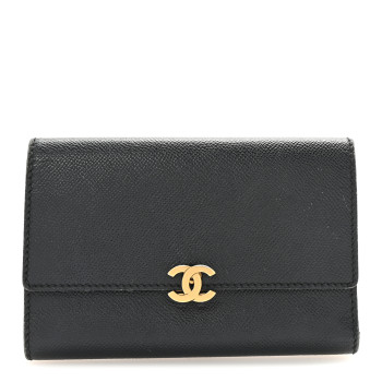 CHANEL Grained Calfskin CC Flap Wallet Black
