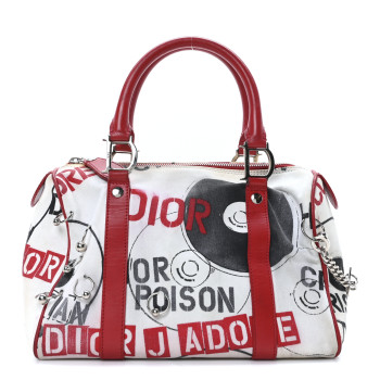 CHRISTIAN DIOR Canvas Hardcore Pierced Boston Black Red White