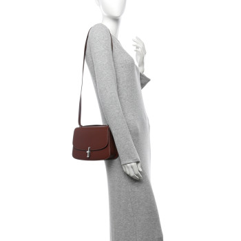 THE ROW Polished Saddle Calfskin The Sofia 8.75 Crossbody Cherry Wood