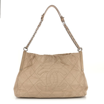 CHANEL Iridescent Calfskin Small Sea Hit Tote Beige