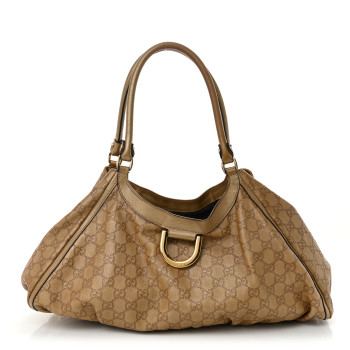 GUCCI Metallic Guccissima Large D Gold Ring Hobo Gold
