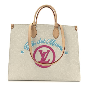 LOUIS VUITTON Jacquard Embroidered Tufted Monogram Forte Dei Marmi Onthego GM