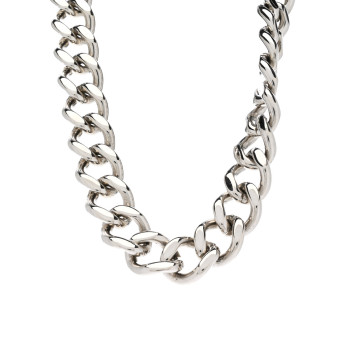 CHRISTIAN DIOR Brass CD Icon Chain Link Necklace Silver