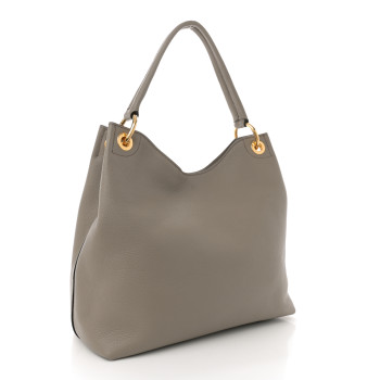 PRADA Vitello Daino Logo Hobo Argilla