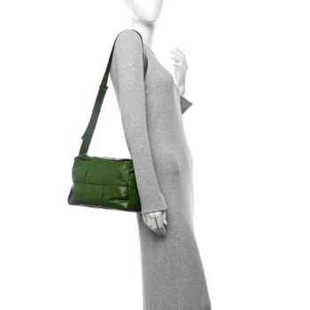 BOTTEGA VENETA Paper Calfskin Maxi Intreccio Medium Arco Camera Bag Avocado