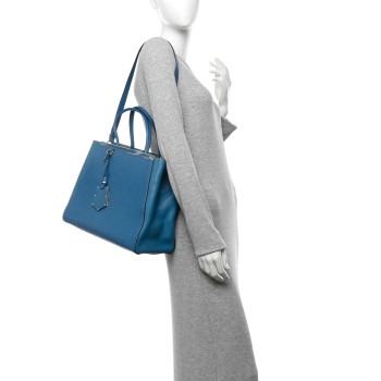 FENDI Vitello Elite Regular 2Jours Tote Blue Cobalto