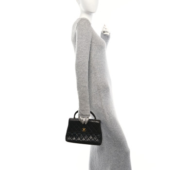 CHANEL Lambskin Quilted Medium Kelly Single Flap Bag Black