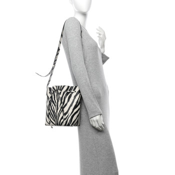 MANSUR GAVRIEL Saffiano Zebra Print Mini Bucket Bag Black White