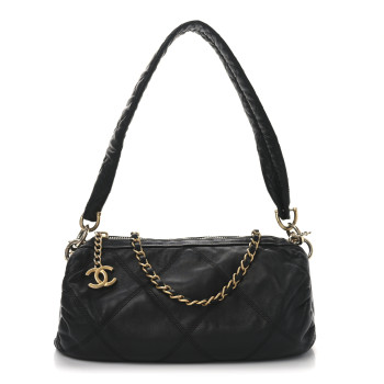 CHANEL Lambskin Quilted  Bowling Bag Black