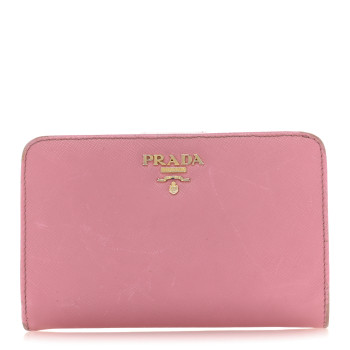 PRADA Saffiano Metal Compact Wallet Geranio