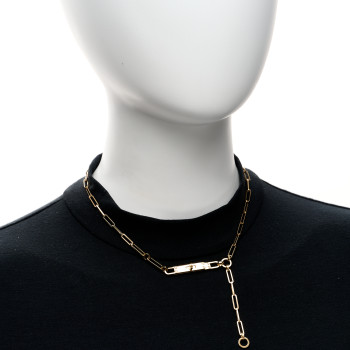 HERMES 18K Yellow Gold Diamond PM Kelly Chaine Lariat Necklace ST