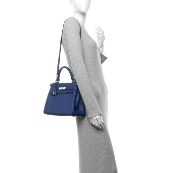 HERMES Evercolor Verso Kelly Retourne 28 Bleu Brighton Capucine