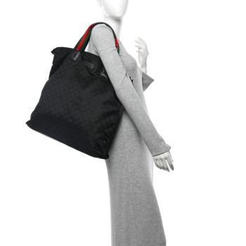 GUCCI GG Monogram Large Web Handle Vertical Tote Black