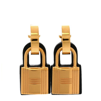 HERMES Gold Swift O'Kelly Earrings Black