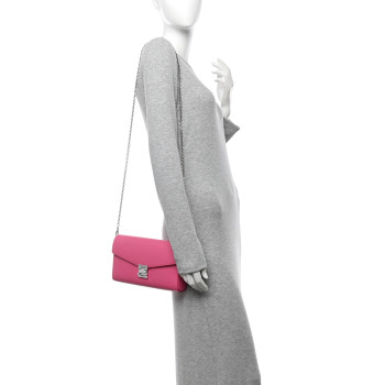 MCM Calfskin Large Patricia Wallet On Chain Pink