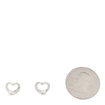 TIFFANY Platinum Elsa Peretti Open Heart Earrings