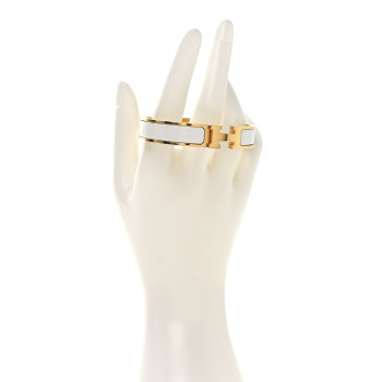 HERMES Enamel Narrow Clic Clac H Bracelet GM White
