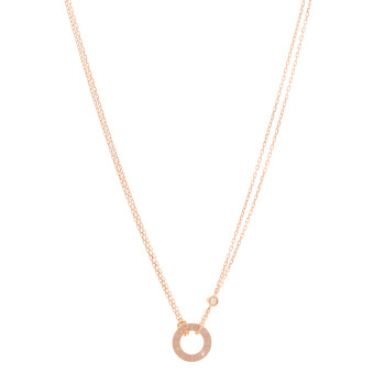 CARTIER 18K Pink Gold 2 Diamond LOVE Necklace