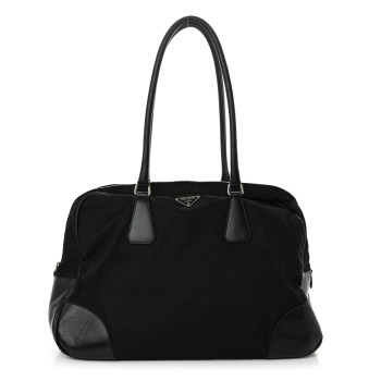 PRADA Tessuto Nylon Soft Calfskin Tote Black