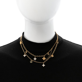 LOUIS VUITTON Metal Blooming Strass Necklace Gold