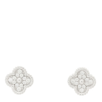 VAN CLEEF & ARPELS 18K White Gold Diamond Sweet Alhambra Earrings