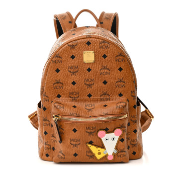 MCM Visetos Year Of The Mouse Small Stark Backpack Cognac