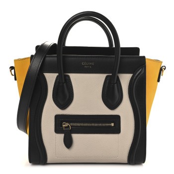 CELINE Elephant Calfskin Nano Tri-Color Luggage Yellow