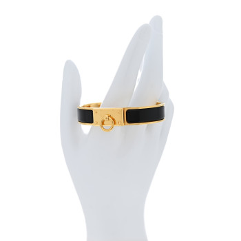 HERMES Enamel Clic Anneau Bracelet GM Black