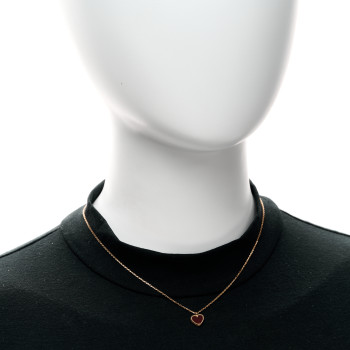 VAN CLEEF & ARPELS 18K Rose Gold Carnelian Sweet Alhambra Heart Pendant Necklace