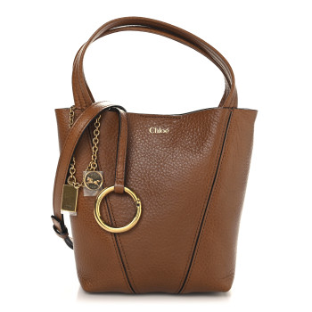 CHLOE Grained Calfskin Small Spin Tote Clay Brown