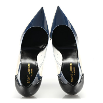 SAINT LAURENT Patent Calfskin PVC Opyum 110 Pump 39 Black Transparent