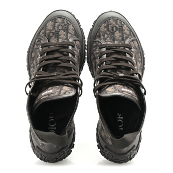 CHRISTIAN DIOR Jacquard Rubber Oblique Mens B28 High Top Sneakers 42 Brown