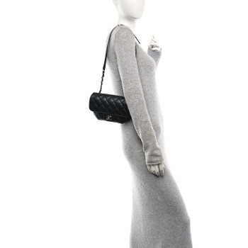 CHANEL Calfskin Quilted CC Uniform Flap Belt Bag Black