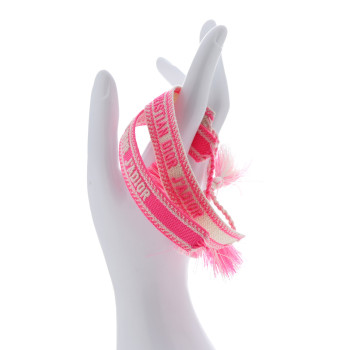 CHRISTIAN DIOR Woven Cotton J'Adior Friendship Bracelet Set Fluo Pink