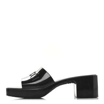 GUCCI Rubber Gucci Logo Womens Platform 20/60mm Slide Sandals 37 Black