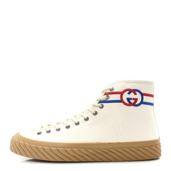 GUCCI Canvas Interlocking G Mens High Top Sneakers 8.5 Mystic White