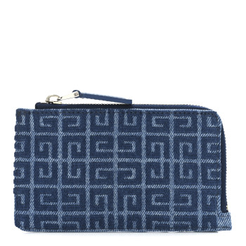GIVENCHY Coated Canvas 4G Cut Zip Card Holder Blue