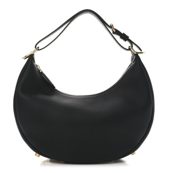FENDI Vitello Grace Matte Small Fendigraphy Hobo Bag Black