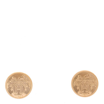 HERMES 18K Rose Gold TPM Ex-Libris Stud Earrings