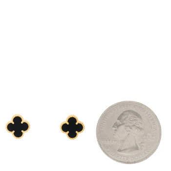 VAN CLEEF & ARPELS 18K Yellow Gold Black Onyx Sweet Alhambra Earrings