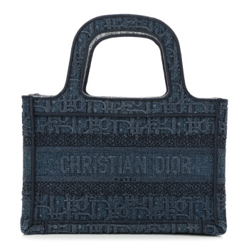 CHRISTIAN DIOR Oblique Denim Mini Book Tote Blue