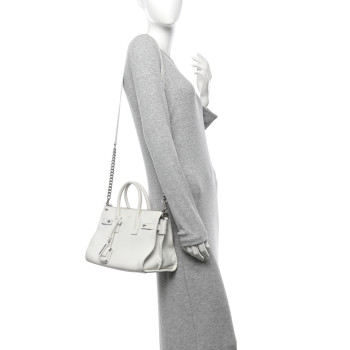 SAINT LAURENT Calfskin Baby Supple Sac De Jour White