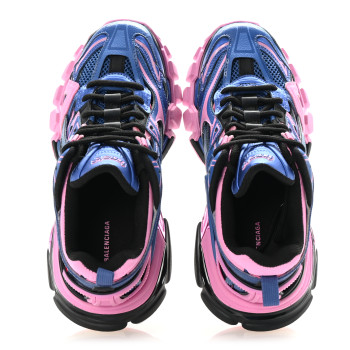 BALENCIAGA Rubber Mesh Bi-Color Womens Track.2 Open Sneakers 36 Blue Pink