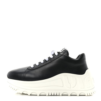 MIU MIU Vitello Soft 2 Logo Platform Sneakers 39 Black