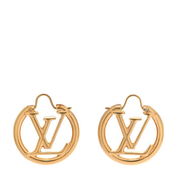 LOUIS VUITTON Metal Small Louise Hoop Earrings Gold