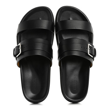 HERMES Calfskin Mens Tao Sandals 43.5 Black