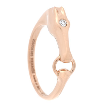 HERMES 18K Rose Gold Diamond TPM Galop Ring 51 5.75