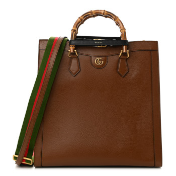 GUCCI Wonka Grain Calfskin Large Diana Tote Bag Cuir Black
